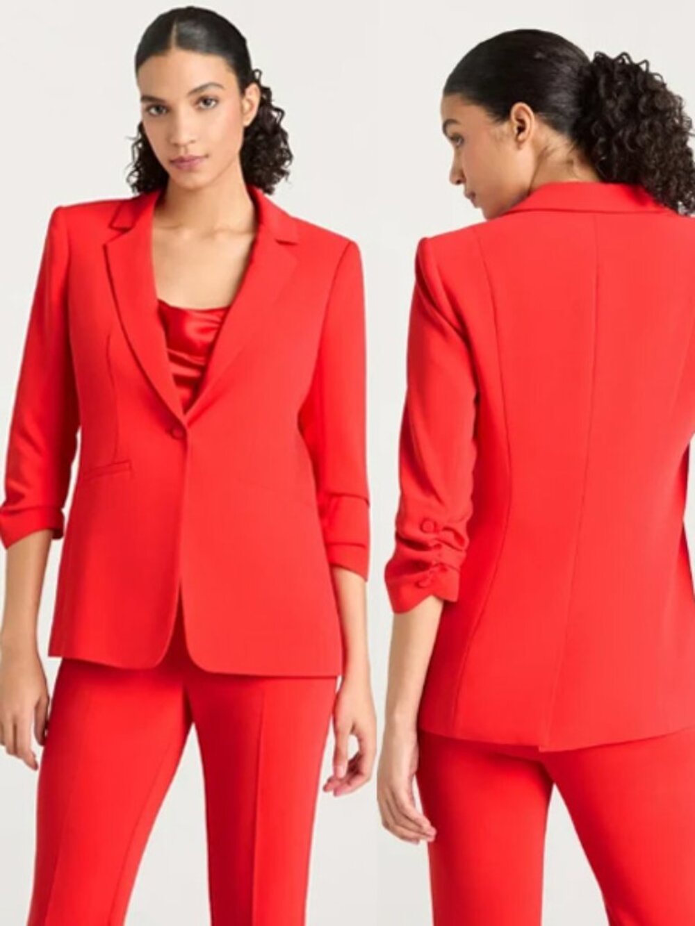 Cinq a Sept Women's Crepe Khloe Blazer in Bisou Size 0 Coral Red Designer $395
